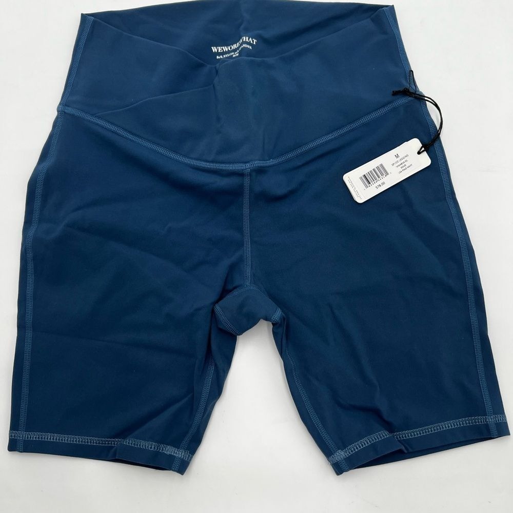 WeWoreWhat Splice Legging Shorts Pale Navy Blue Crossover V-Waist WWAB16-01 M